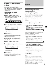 Предварительный просмотр 9 страницы Sony CDX-4240R Operating Instructions Manual