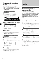 Предварительный просмотр 8 страницы Sony CDX-4270R Operating Instructions Manual