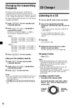 Предварительный просмотр 6 страницы Sony CDX-555RF Operating Instructions (English/Espanol) Operating Instructions Manual