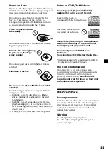 Предварительный просмотр 11 страницы Sony CDX-555RF Operating Instructions (English/Espanol) Operating Instructions Manual