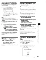 Предварительный просмотр 15 страницы Sony CDX-71RF - Compact Disc Changer System Operating Instructions Manual