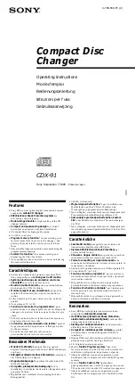 Предварительный просмотр 1 страницы Sony CDX-91 Operating Instructions