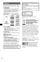 Предварительный просмотр 2 страницы Sony CDX-A251C - Fm/am Compact Disc Player Operating Instructions Manual