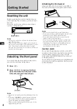 Предварительный просмотр 4 страницы Sony CDX-C460 - Fm/am Compact Disc Player Operating Instructions Manual