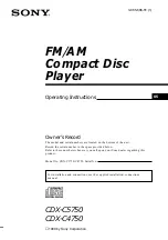 Sony CDX-C4750 - Fm/am Compact Disc Player Operating Instructions Manual preview
