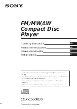 Sony CDX-C560RDS Operating Instructions Manual preview