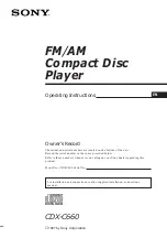 Sony CDX-C660 - Fm/am Compact Disc Player Operating Instructions Manual preview