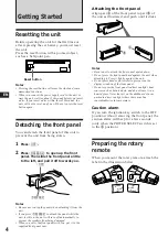 Preview for 4 page of Sony CDX-C660 - Fm/am Compact Disc Player Operating Instructions Manual