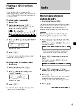 Preview for 9 page of Sony CDX-C6750 Operating Instructions Manual