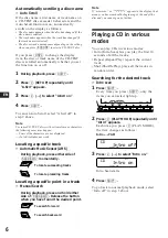 Preview for 6 page of Sony CDX-C760 - Fm/am Compact Disc Player Operating Instructions Manual