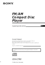 Sony CDX-C780 - Fm/am Compact Disc Player Operating Instructions Manual предпросмотр