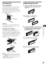 Предварительный просмотр 33 страницы Sony CDX-C780R Operating Instructions Manual