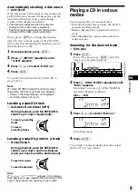 Предварительный просмотр 9 страницы Sony CDX-C880 - Fm/am Compact Disc Player Operating Instructions Manual