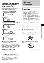 Предварительный просмотр 33 страницы Sony CDX-C880 - Fm/am Compact Disc Player Operating Instructions Manual