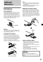 Предварительный просмотр 15 страницы Sony CDX-CA400 - Compact Disc Changer System Operating Instructions Manual