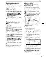 Предварительный просмотр 11 страницы Sony CDX-CA650 Operating Instructions Manual