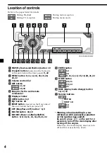 Предварительный просмотр 4 страницы Sony CDX-CA650FP Operating Instructions Manual