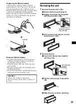 Предварительный просмотр 21 страницы Sony CDX-F5000 - Fm/am Compact Disc Player Operating Instructions Manual