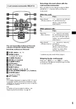 Предварительный просмотр 5 страницы Sony CDX-F5700 - Fm/am Compact Disc Player Operating Insructions