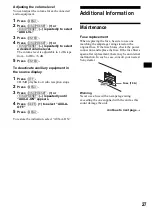 Предварительный просмотр 27 страницы Sony CDX-F5700 - Fm/am Compact Disc Player Operating Insructions