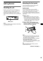 Предварительный просмотр 9 страницы Sony CDX-F5705X - Fm/am Compact Disc Player Operating Instructions Manual