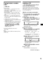 Предварительный просмотр 13 страницы Sony CDX-F5705X - Fm/am Compact Disc Player Operating Instructions Manual