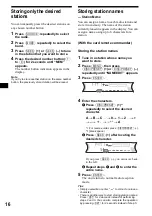 Предварительный просмотр 16 страницы Sony CDX-F5705X - Fm/am Compact Disc Player Operating Instructions Manual