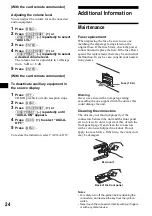 Предварительный просмотр 24 страницы Sony CDX-F5705X - Fm/am Compact Disc Player Operating Instructions Manual