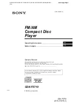 Sony CDX-F5710 - Fm/am Compact Disc Player Operating Instructions Manual preview