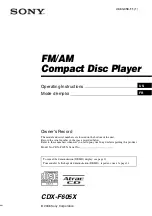 Sony CDX-F605X - Fm/am Compact Disc Player Operating Instructions Manual preview