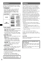 Preview for 2 page of Sony CDX-F605X - Fm/am Compact Disc Player Operating Instructions Manual