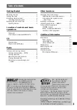 Preview for 3 page of Sony CDX-F605X - Fm/am Compact Disc Player Operating Instructions Manual