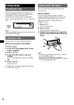 Preview for 4 page of Sony CDX-F605X - Fm/am Compact Disc Player Operating Instructions Manual