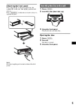 Preview for 5 page of Sony CDX-F605X - Fm/am Compact Disc Player Operating Instructions Manual