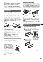 Preview for 15 page of Sony CDX-F605X - Fm/am Compact Disc Player Operating Instructions Manual