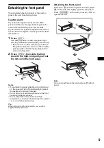 Предварительный просмотр 9 страницы Sony CDX-F7000 - Fm/am Compact Disc Player Operating Instructions Manual