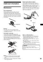 Предварительный просмотр 25 страницы Sony CDX-F7000 - Fm/am Compact Disc Player Operating Instructions Manual