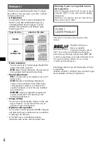 Preview for 2 page of Sony CDX-F7710 Operating Instructions (English Operating Instructions Manual