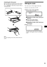 Предварительный просмотр 9 страницы Sony CDX-FW500 - Fm/am Compact Disc Player Operating Instructions Manual