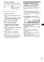 Preview for 13 page of Sony CDX-FW500 - Fm/am Compact Disc Player Operating Instructions Manual