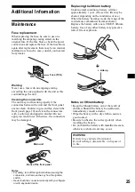 Предварительный просмотр 25 страницы Sony CDX-FW570 - Fm/am Compact Disc Player Operating Instructions Manual