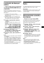 Предварительный просмотр 47 страницы Sony CDX-FW570 - Fm/am Compact Disc Player Operating Instructions Manual