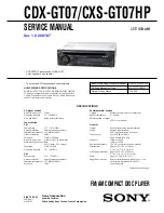 Предварительный просмотр 1 страницы Sony CDX-GT07 - Fm/am Compact Disc Player Service Manual