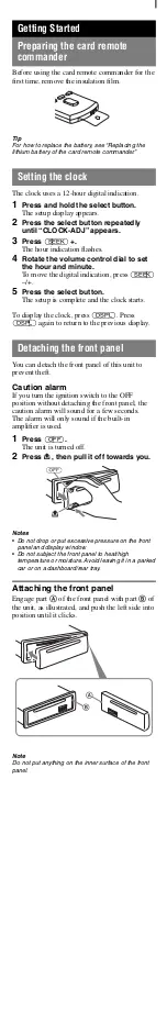 Preview for 3 page of Sony CDX-GT07 - Fm/am Compact Disc Player User Manual