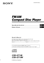 Sony CDX-GT100 - Fm/am Compact Disc Player Operating Instructions Manual preview
