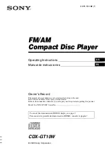 Sony CDX-GT10W - Fm/am Compact Disc Player Operating Instructions Manual preview