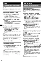 Preview for 6 page of Sony CDX-GT10W - Fm/am Compact Disc Player Operating Instructions Manual