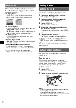 Предварительный просмотр 4 страницы Sony CDX-GT111 Operating Instructions Manual