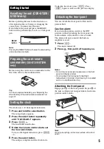 Preview for 5 page of Sony CDX-GT12W Operating Instructions Manual