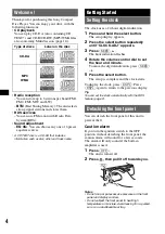 Предварительный просмотр 4 страницы Sony CDX-GT20 Operating Instructions Manual